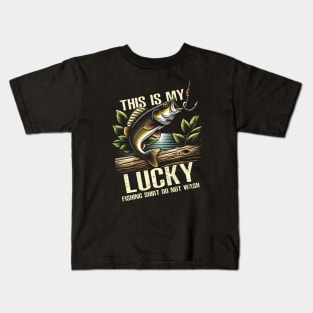 This Is My Lucky Fishing - Do Not Wash Walleye Kids T-Shirt